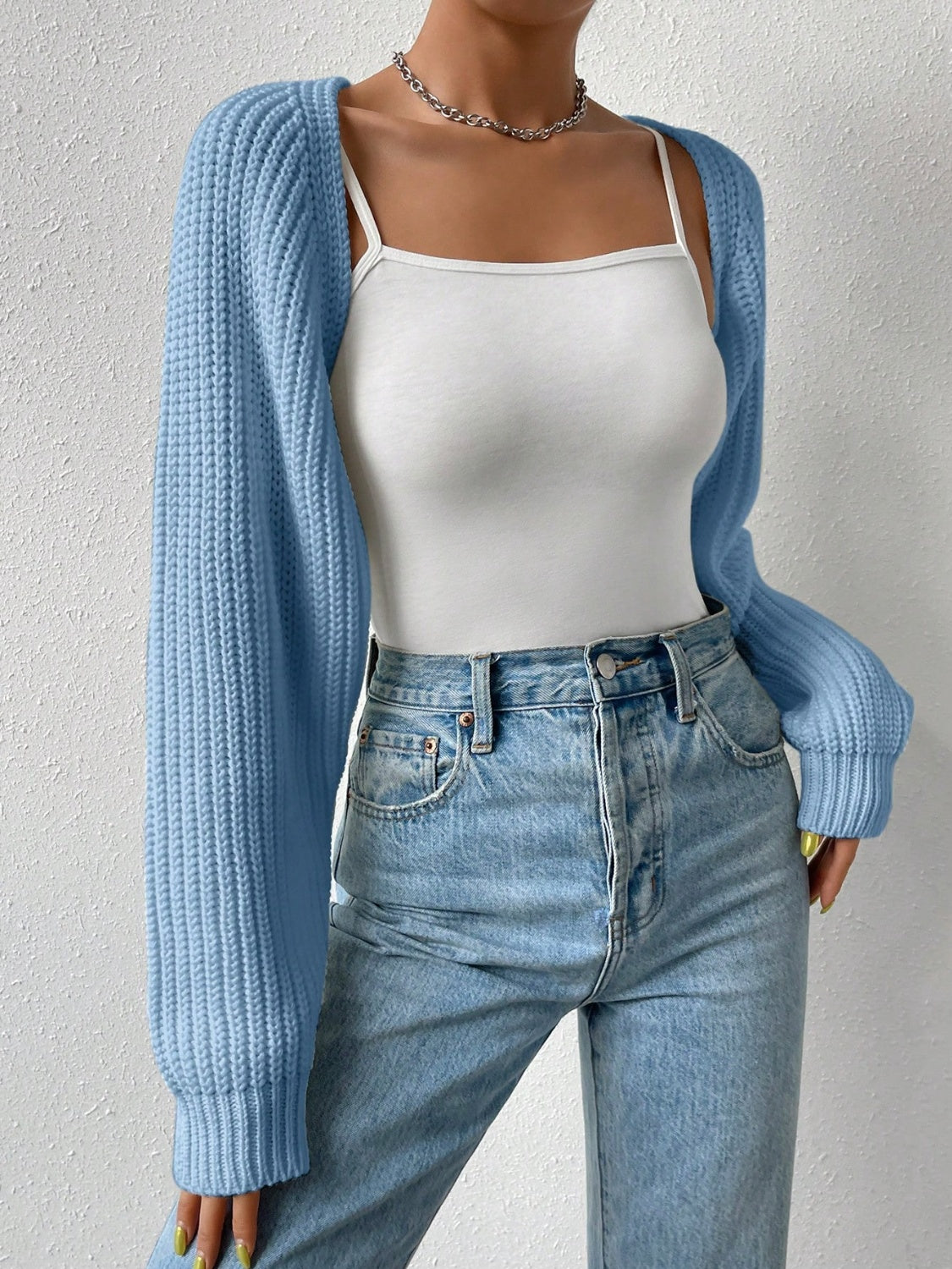 Honey Open Front Long Sleeve Cropped Cardigan-Angel Casuals