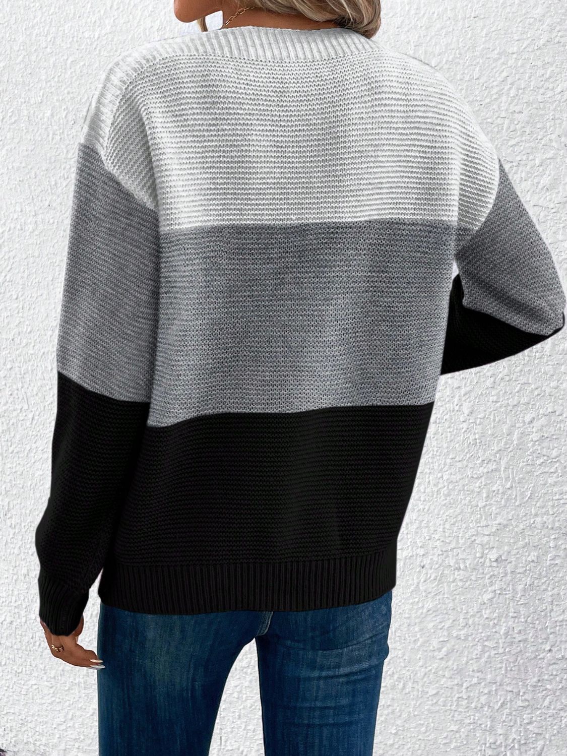 Color Block Boat Neck Sweater-Angel Casuals