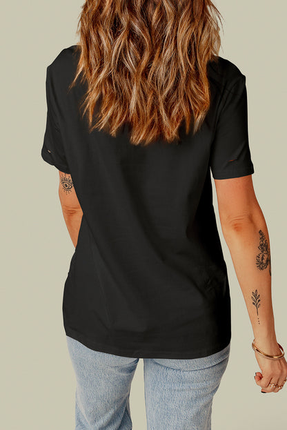 Distressed Round Neck Tee-Angel Casuals