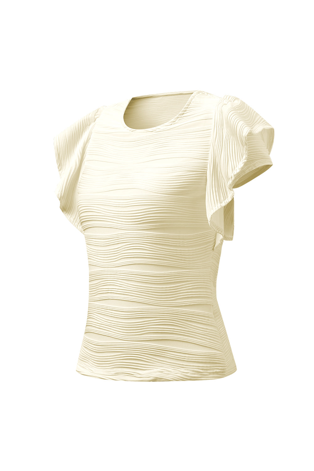 Textured Round Neck Cap Sleeve Top-Angel Casuals