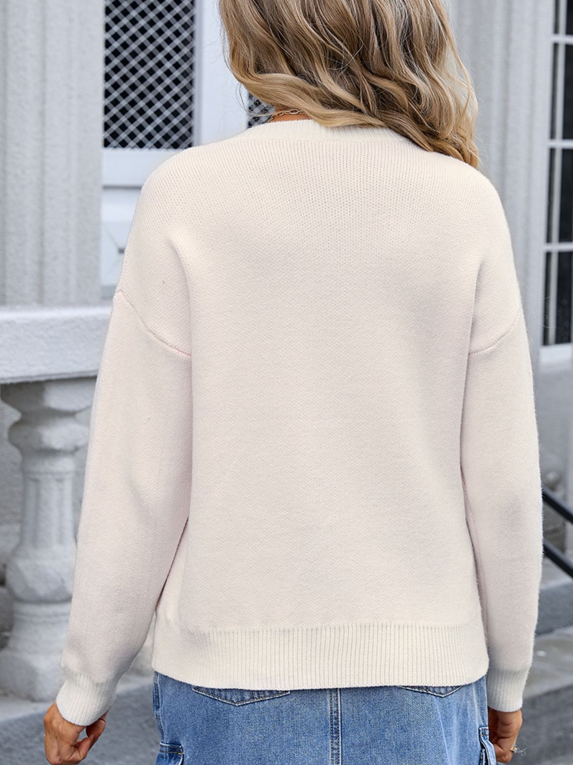 Angel Wings Bow Graphic Round Neck Long Sleeve Sweater-Angel Casuals