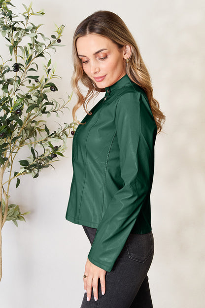 Mock Neck Zip Up Jacket-Angel Casuals