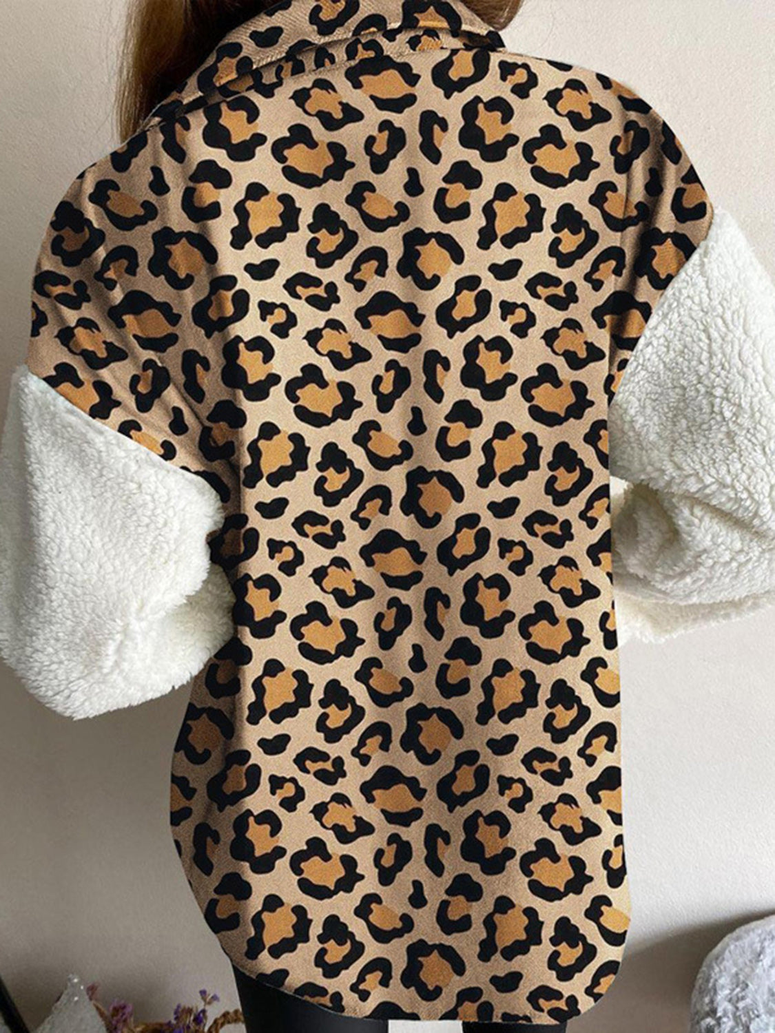 Fuzzy Button Up Long Sleeve Jacket-Angel Casuals