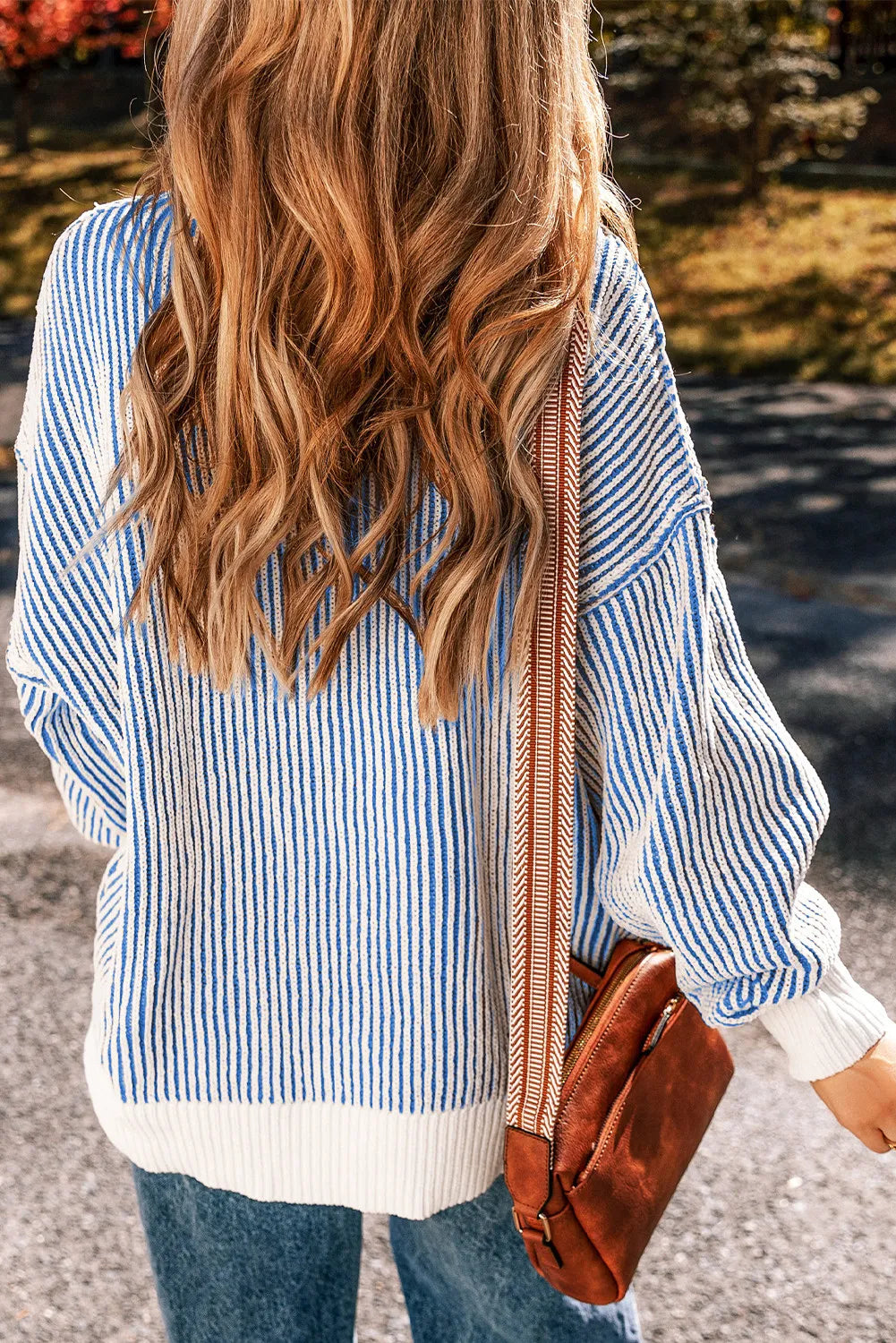 Round Neck Dropped Shoulder Sweater-Angel Casuals