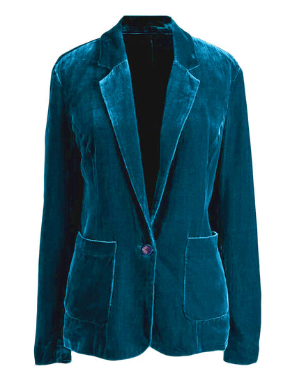 Pocketed Button Up Lapel Collar Blazer-Angel Casuals