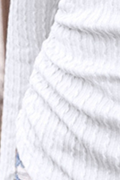 Textured Ruched V-Neck Long Sleeve T-Shirt-Angel Casuals