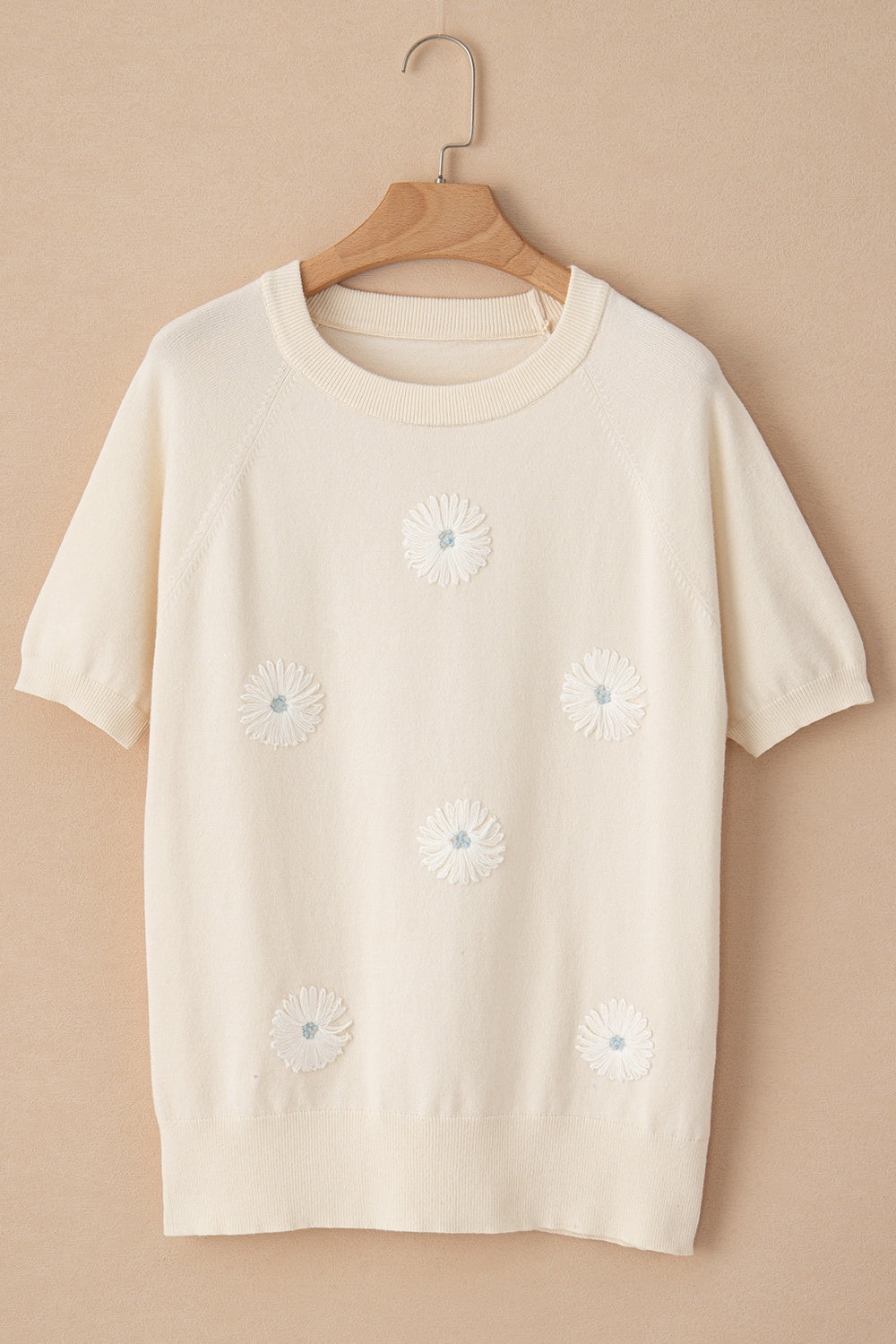 Daisy Round Neck Short Sleeve Knit Top-Angel Casuals
