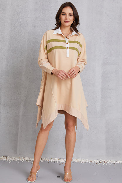 Half Button Handkerchief Hem Dress-Angel Casuals