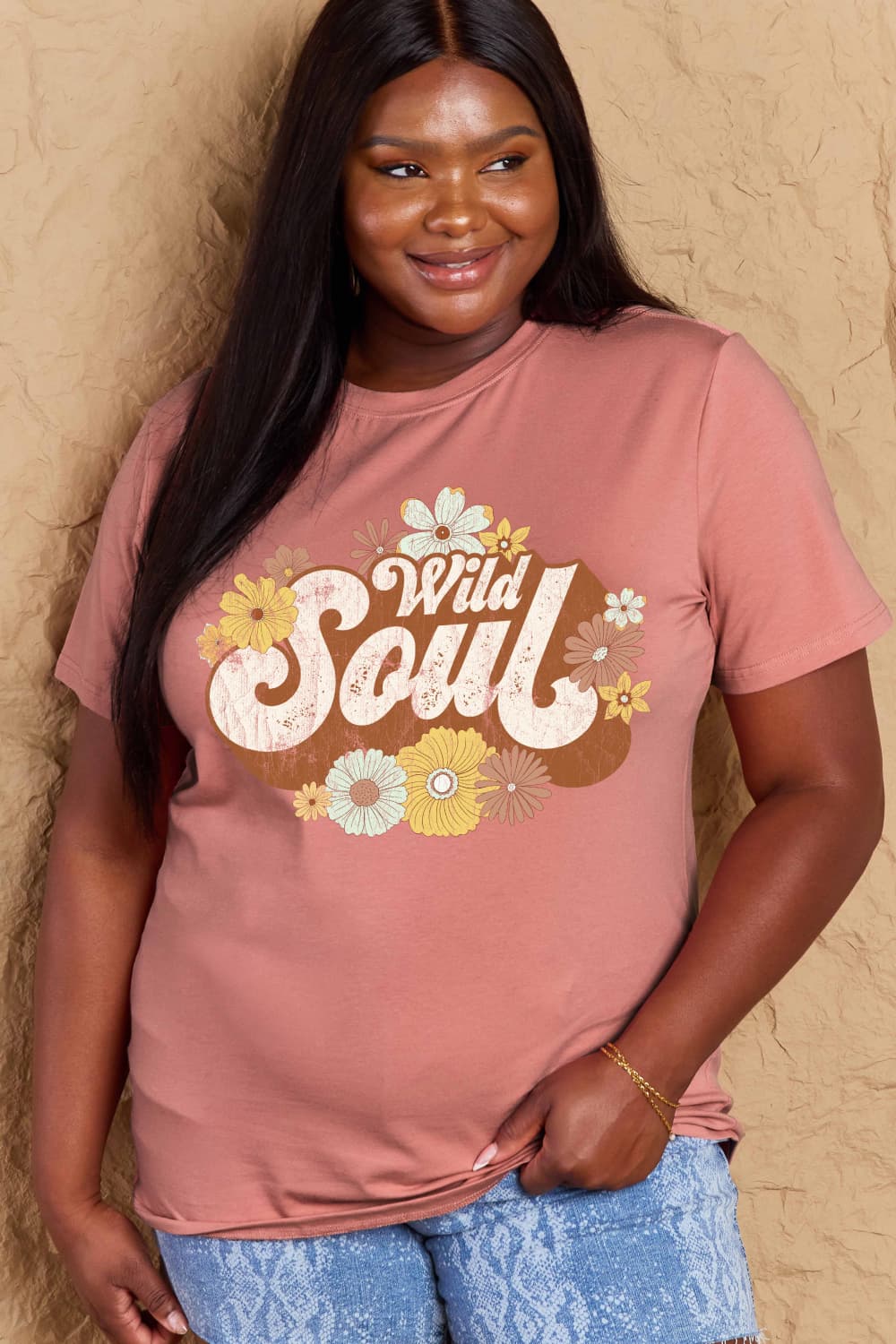 Simply Love Full Size WILD SOUL Graphic Cotton T-Shirt-Angel Casuals