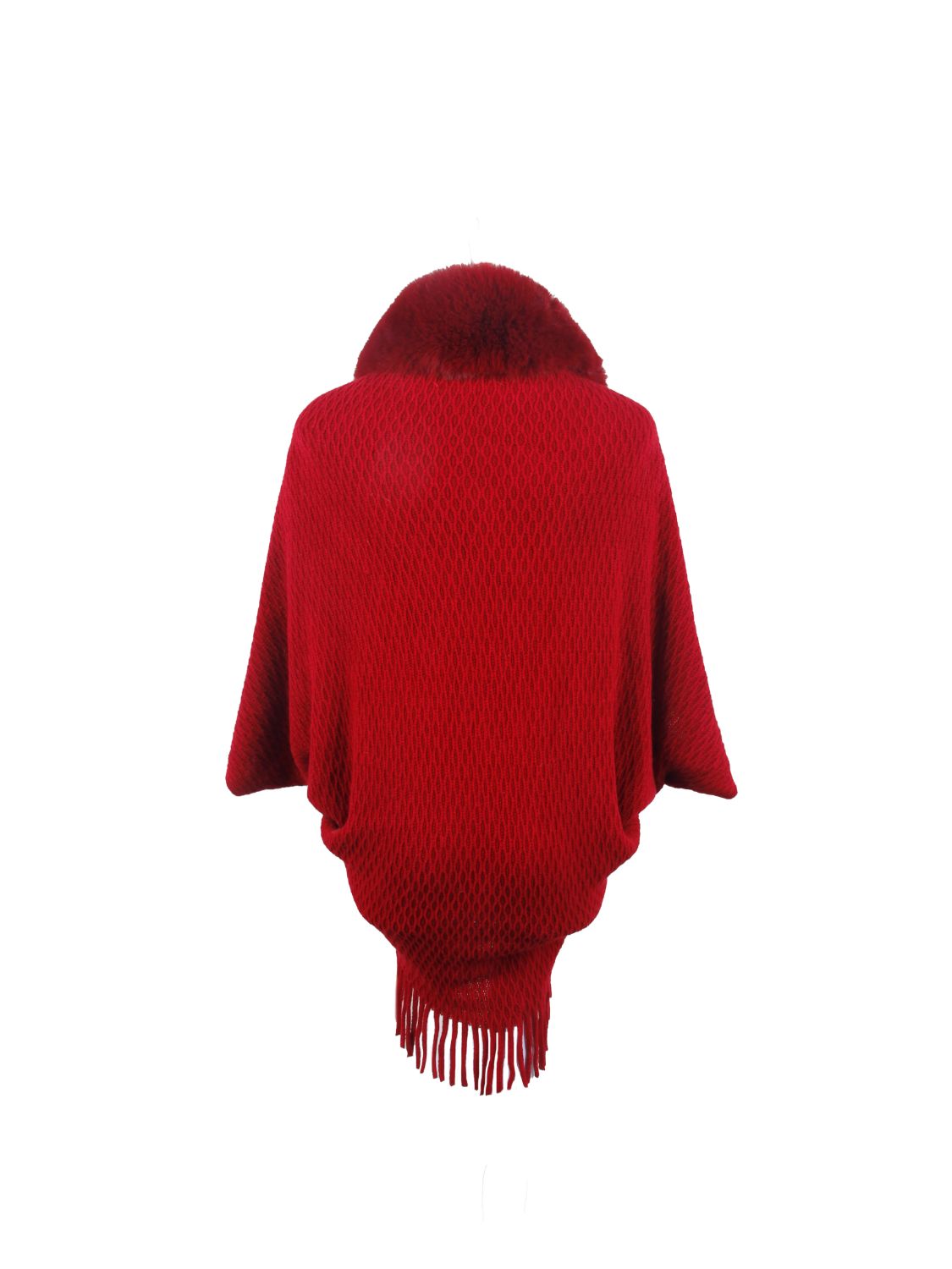 Open Front Fringe Hem Poncho-Angel Casuals