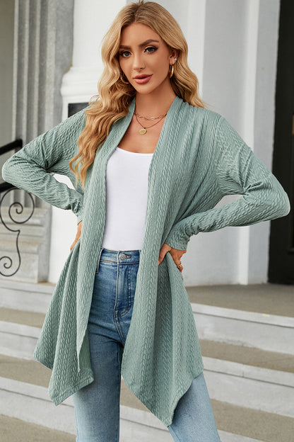 Open Front Long Sleeve Cardigan-Angel Casuals