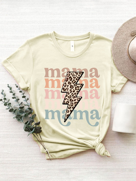 MAMA Round Neck Short Sleeve T-Shirt-Angel Casuals