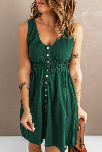 Sleeveless Button Down Mini Magic Dress-Angel Casuals