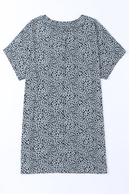 Animal Print Round Neck Tunic Tee with Pockets-Angel Casuals