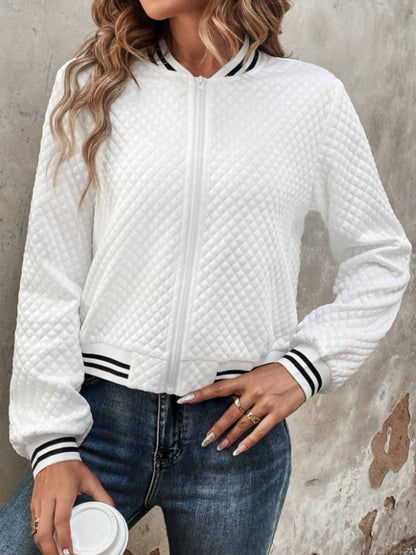 Zip Up Long Sleeve Jacket-Angel Casuals