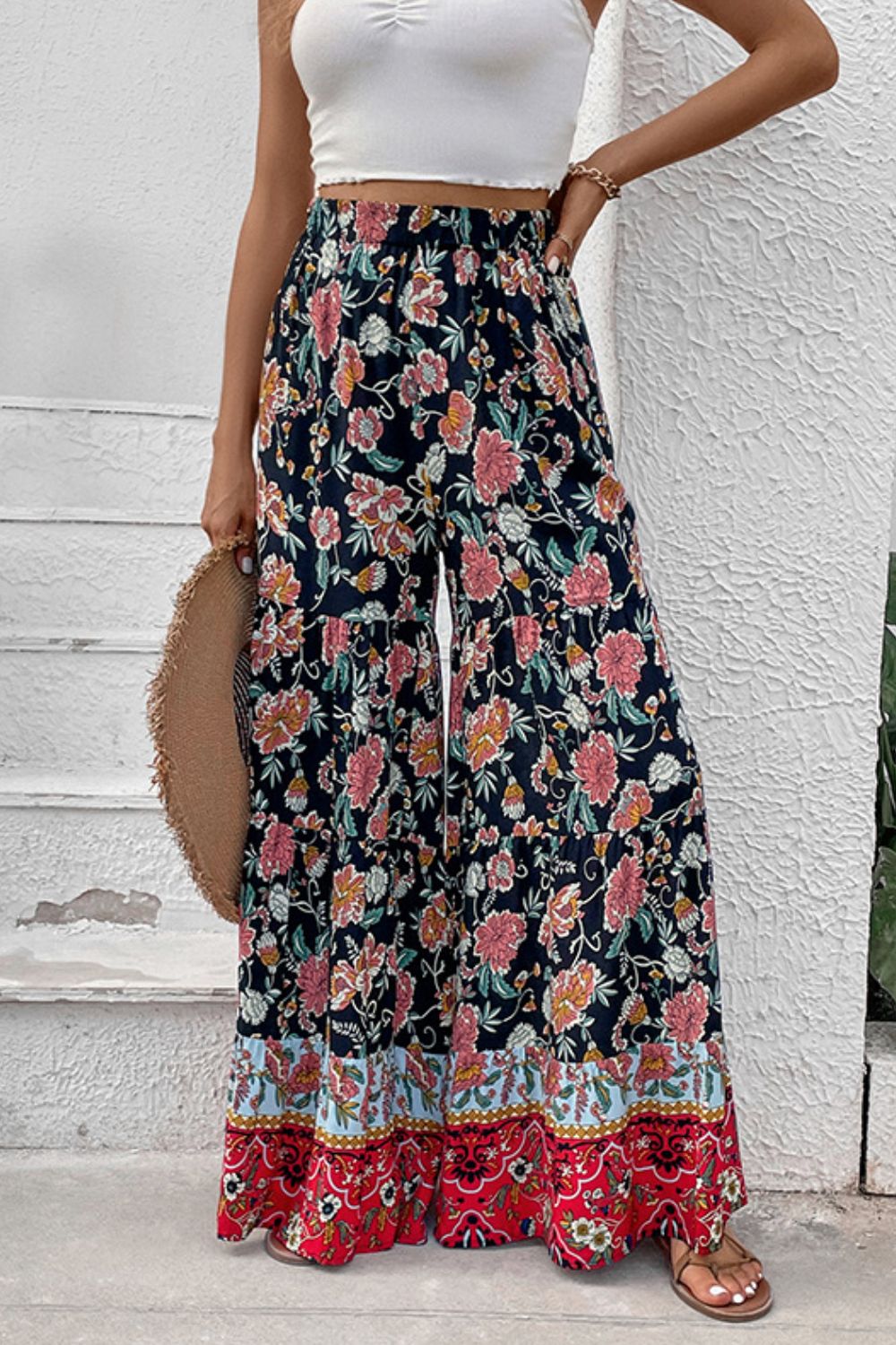 Floral High Waist Palazzo Pants-Angel Casuals