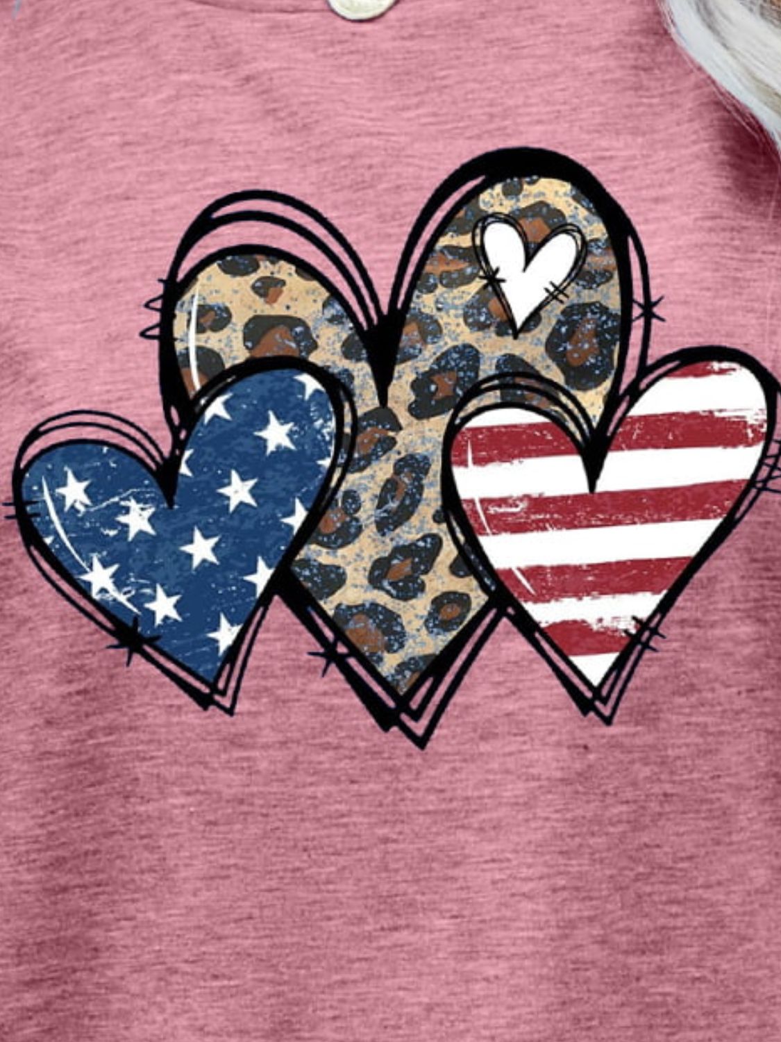 US Flag Leopard Heart Graphic Tee-Angel Casuals