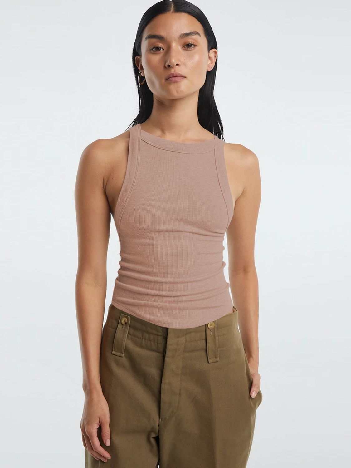 Halter Neck Ribbed Cropped Top-Angel Casuals