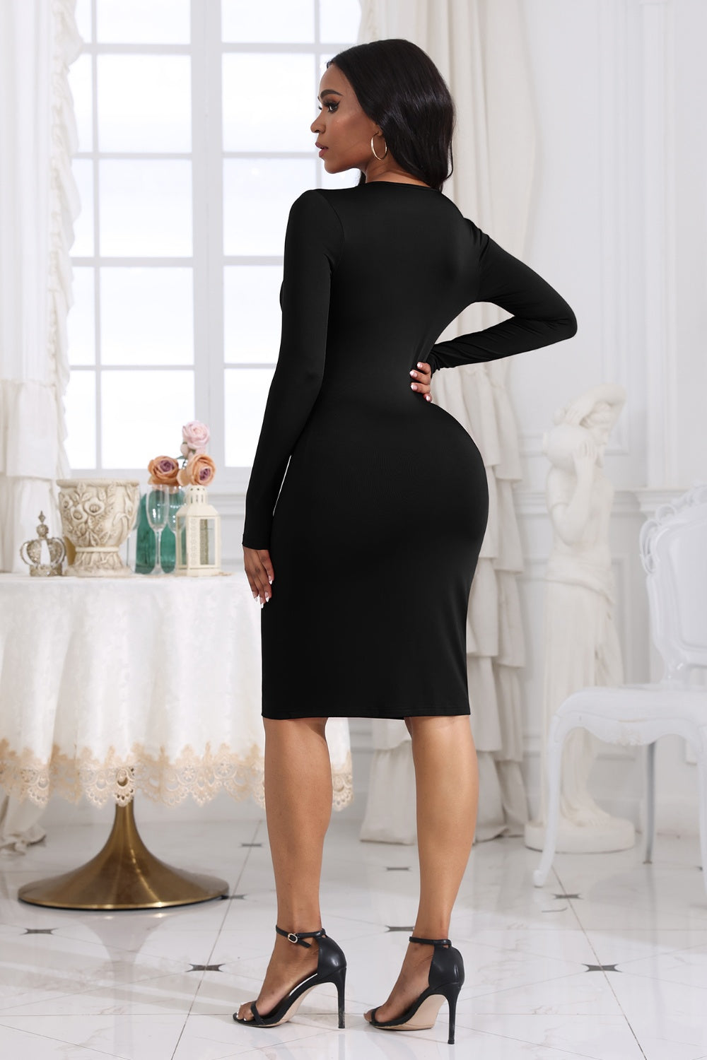 Cutout Twisted Long Sleeve Dress-Angel Casuals