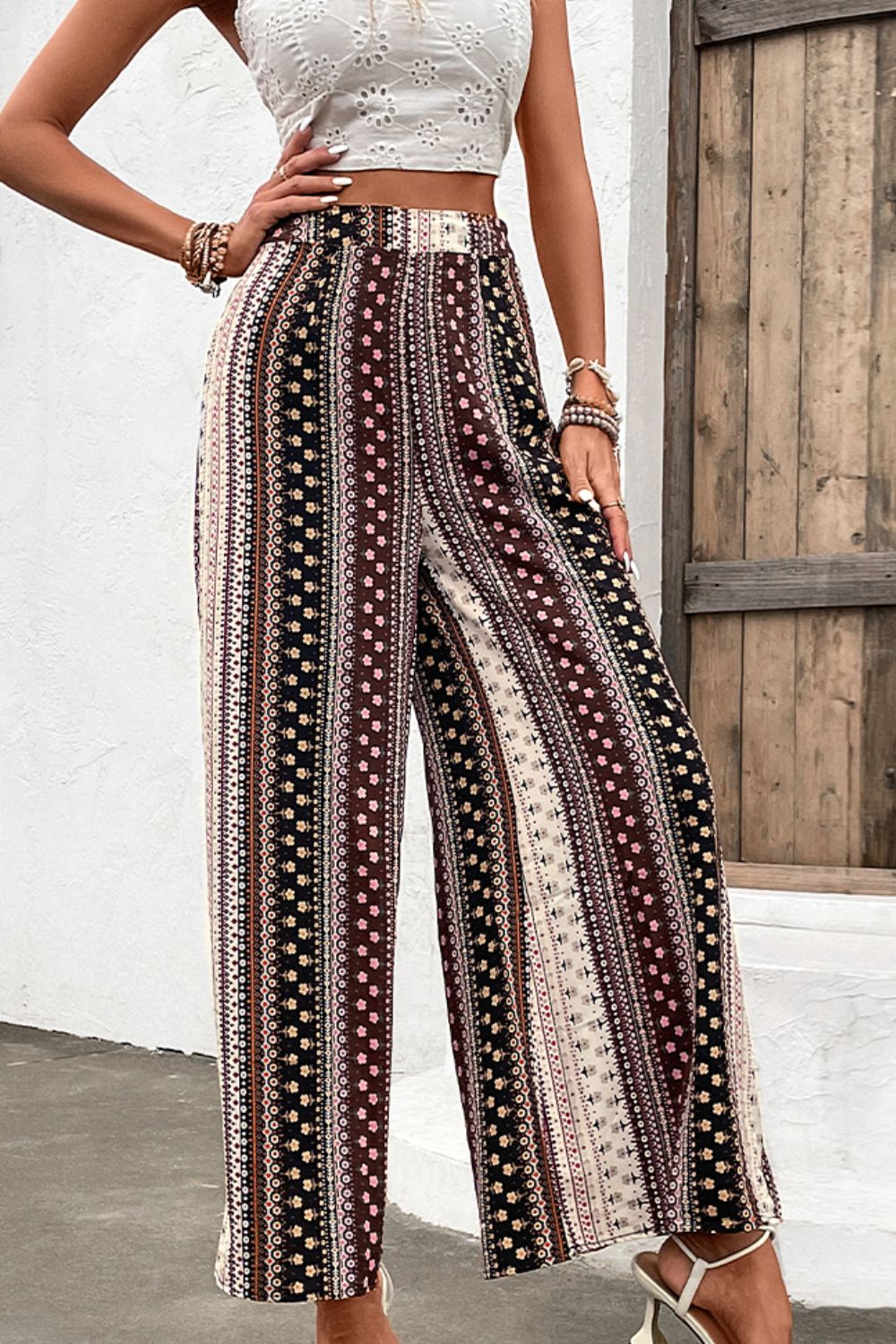 Floral High Waist Wide Leg Pants-Angel Casuals