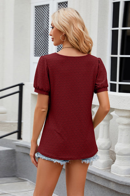 Eyelet Short Sleeve T-Shirt-Angel Casuals