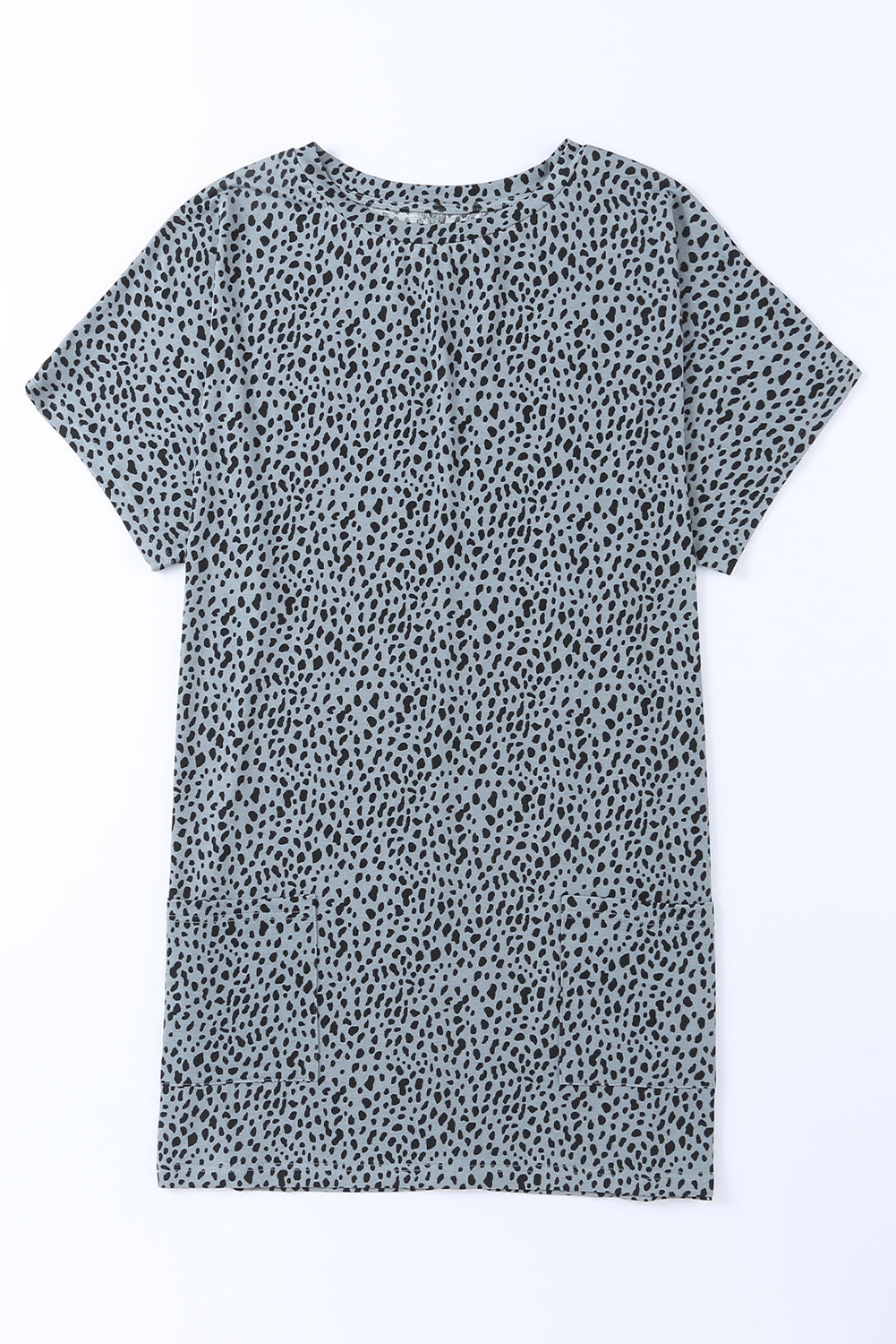 Animal Print Round Neck Tunic Tee with Pockets-Angel Casuals