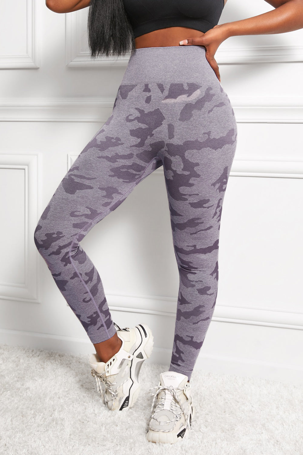 Camo Print Seamless High Waist Yoga Leggings-Angel Casuals