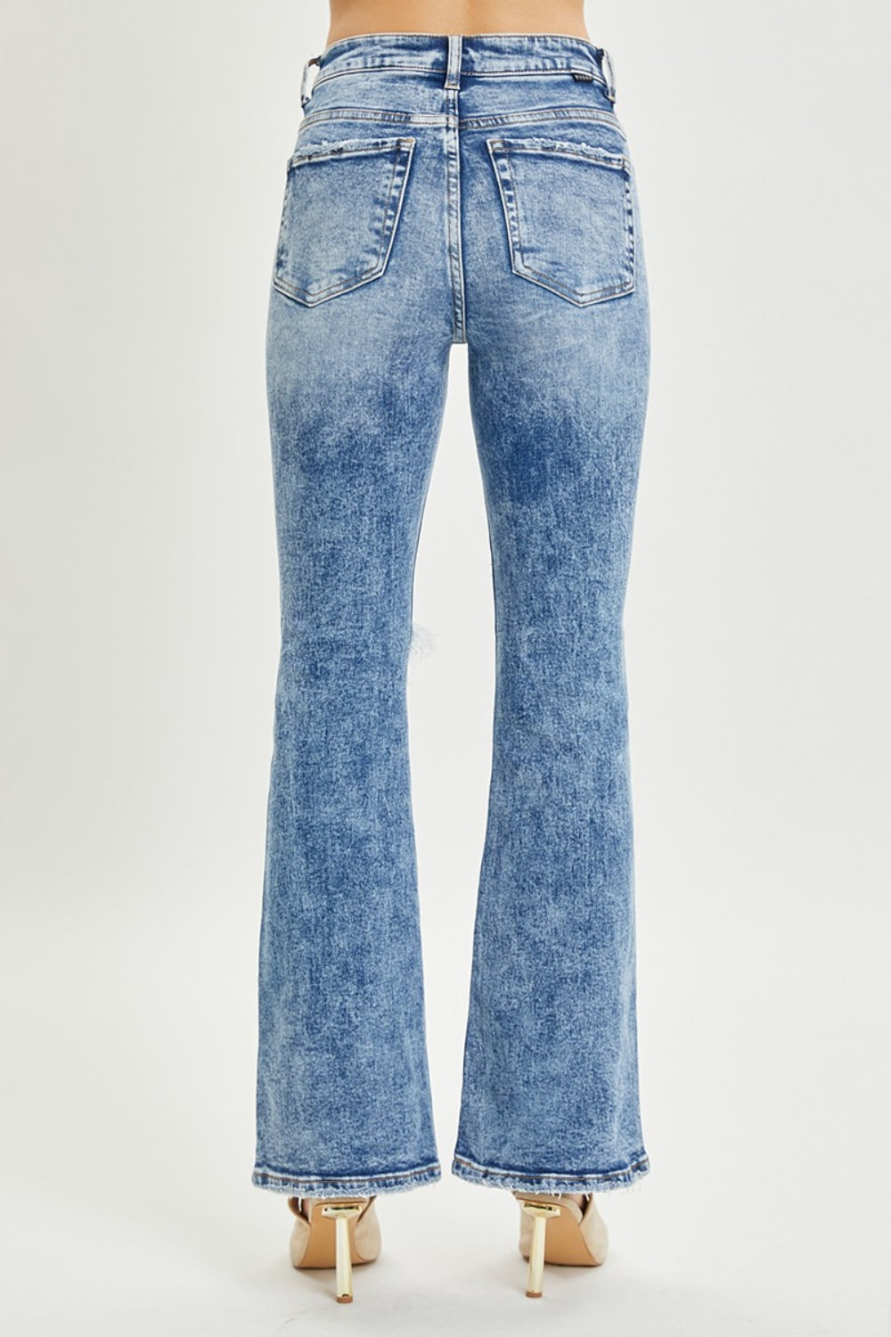 RISEN Full Size High Rise Distressed Flare Jeans-Angel Casuals