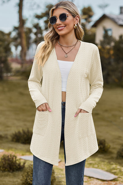 Open Front Long Sleeve Cardigan-Angel Casuals