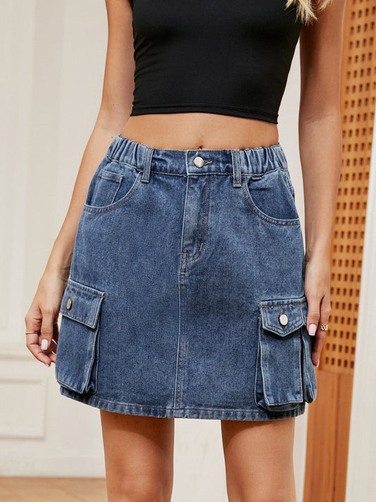 High Waist Denim Skirt-Angel Casuals