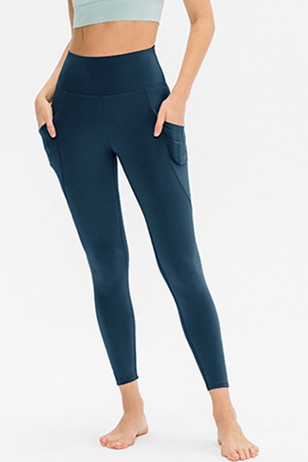 Slim Fit Long Active Leggings with Pockets-Angel Casuals