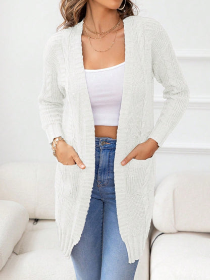 Open Front Long Sleeve Cardigan-Angel Casuals