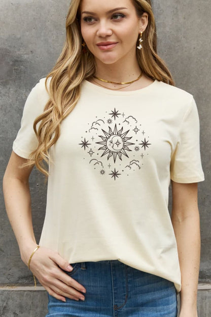 Simply Love Full Size Celestial Graphic Short Sleeve Cotton Tee-Angel Casuals