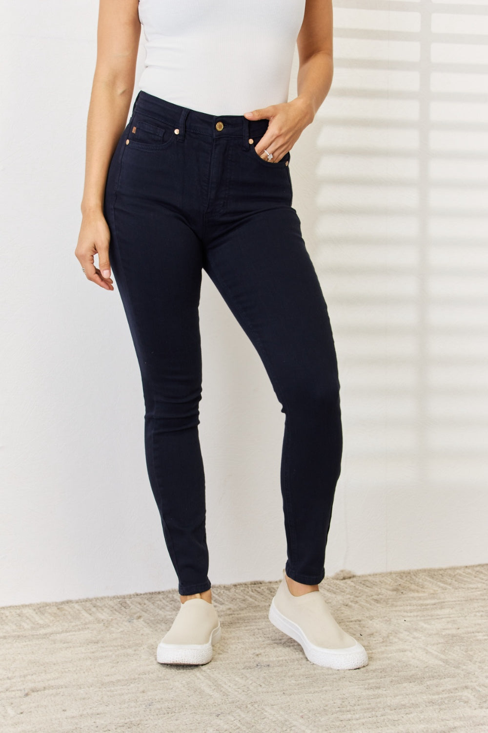 Judy Blue Full Size Garment Dyed Tummy Control Skinny Jeans-Angel Casuals