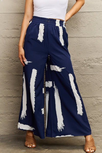 Printed Wide Leg Long Pants-Angel Casuals