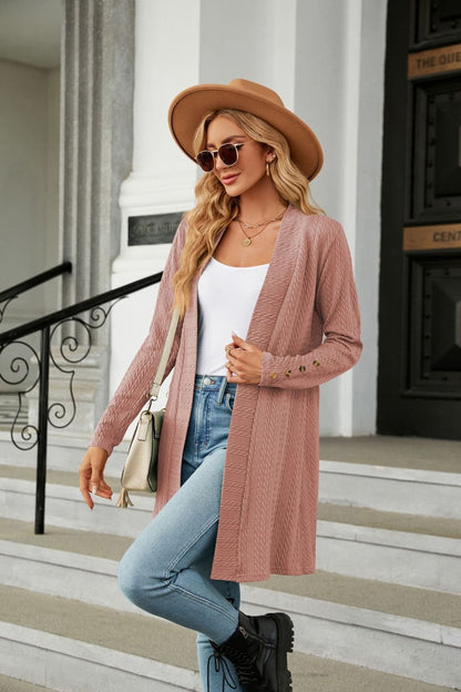 Long Sleeve Open Front Cardigan-Angel Casuals