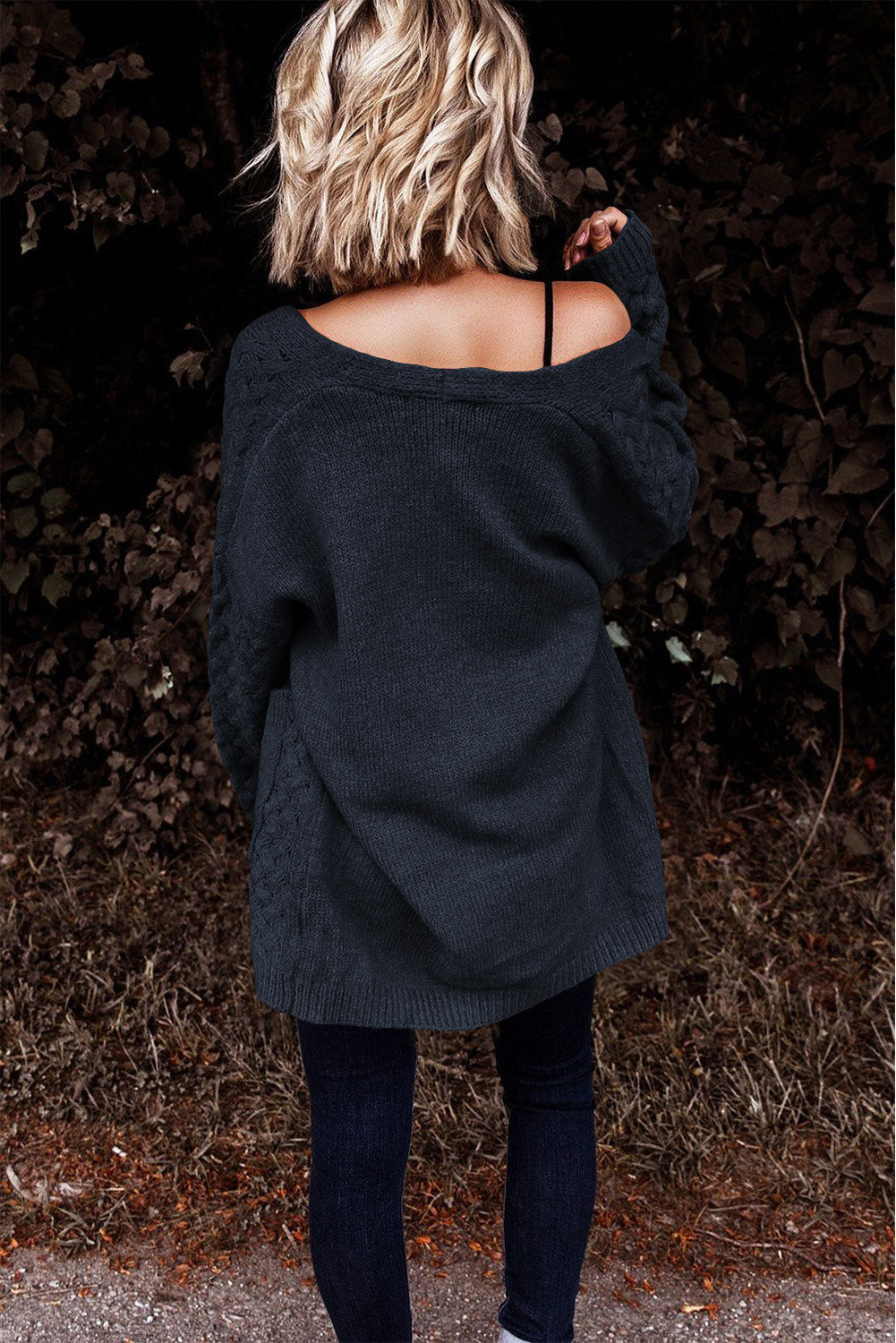 Open Front Dropped Shoulder Cardigan with Pockets-Angel Casuals