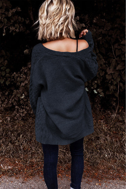 Open Front Dropped Shoulder Cardigan with Pockets-Angel Casuals