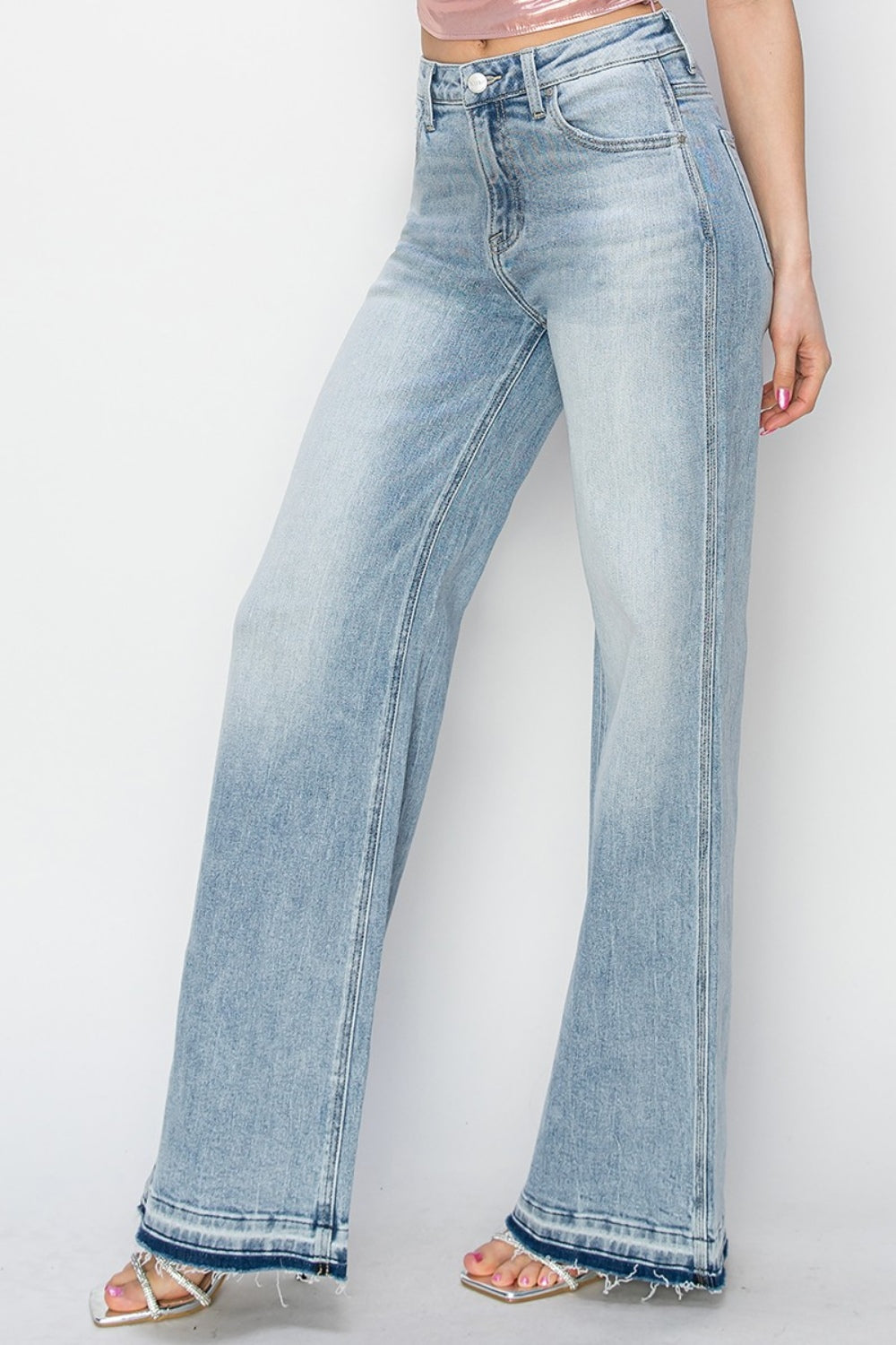 Risen Full Size High Rise Wide Leg Jeans-Angel Casuals