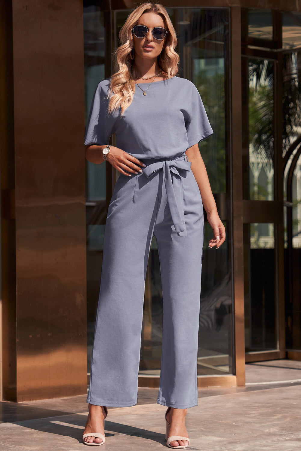 Full Size Tie Waist Straight Leg Jumpsuit-Angel Casuals