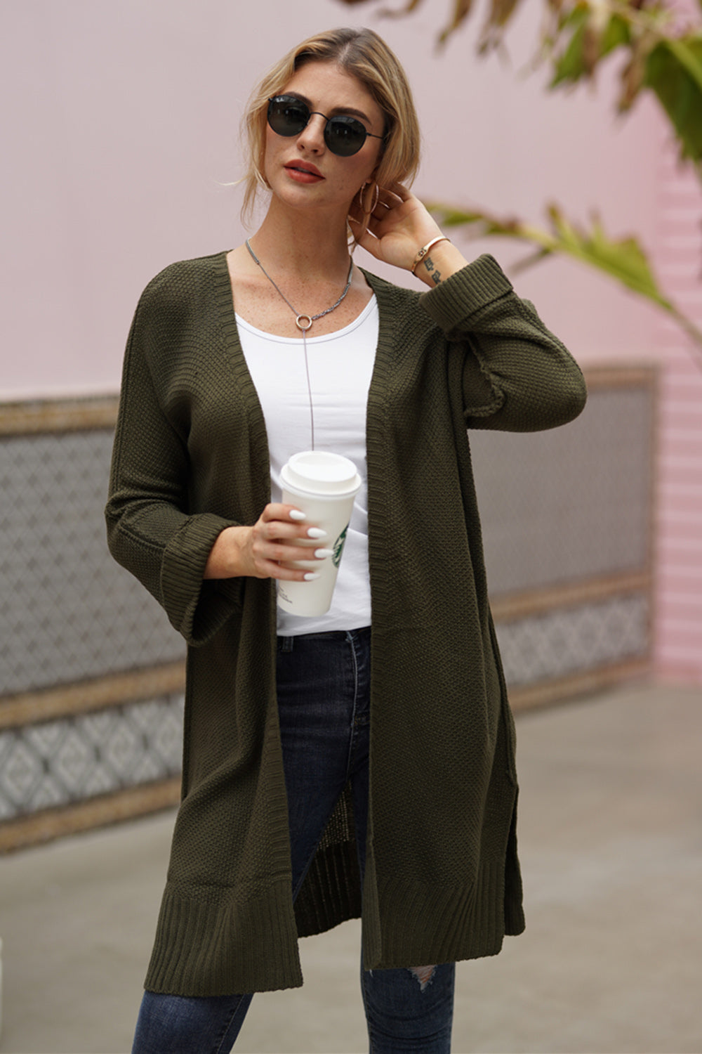 Open Front Long Sleeve Cardigan-Angel Casuals
