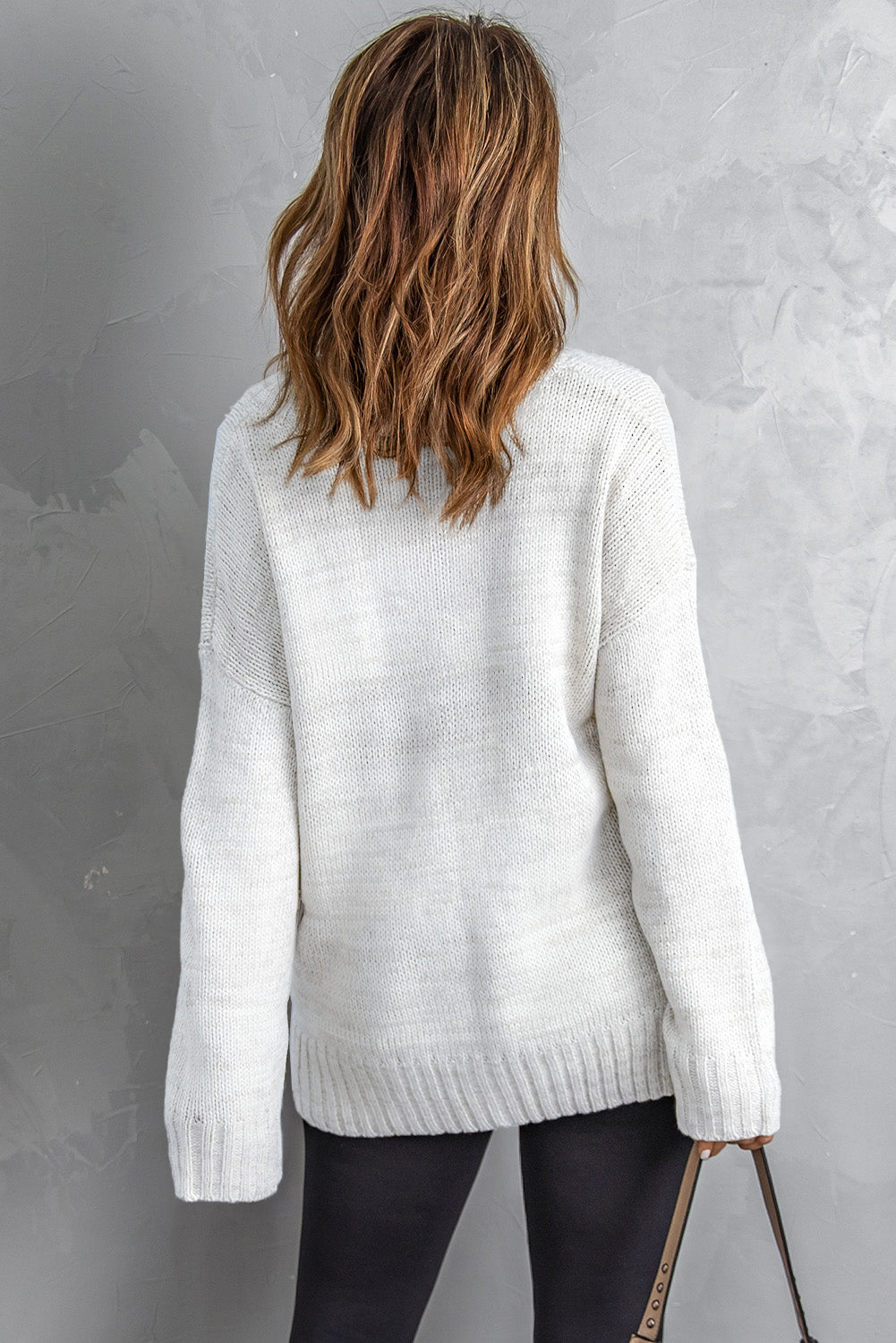 V-Neck Dropped Shoulder Sweater-Angel Casuals