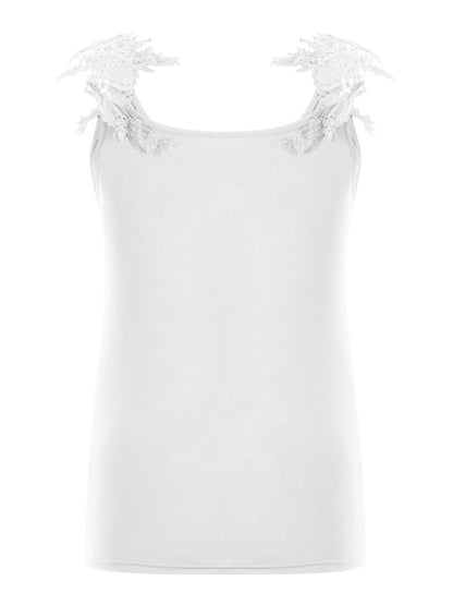 Full Size Lace Detail Scoop Neck Tank-Angel Casuals