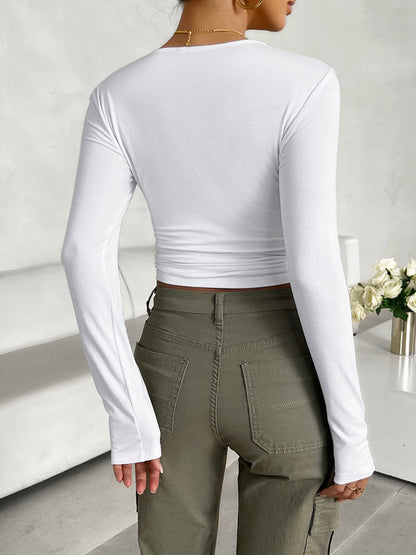 Round Neck Long Sleeve T-Shirt-Angel Casuals