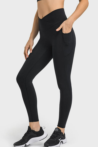 V-Waist Yoga Leggings with Pockets-Angel Casuals