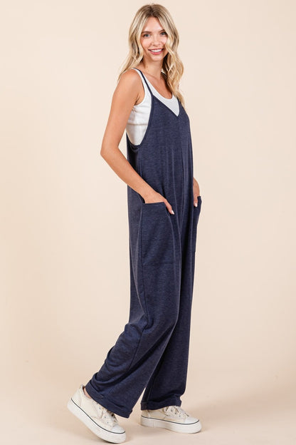 Mittoshop Patch Pocket Wide Leg Sleeveless Jumpsuit-Angel Casuals