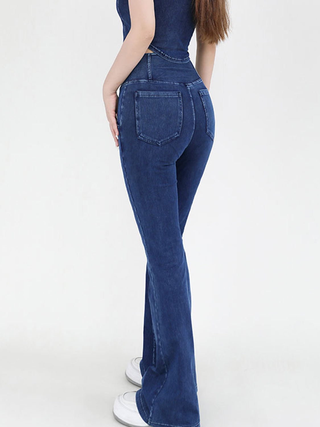 Wide Waistband Bootcut Jeans with Pockets-Angel Casuals