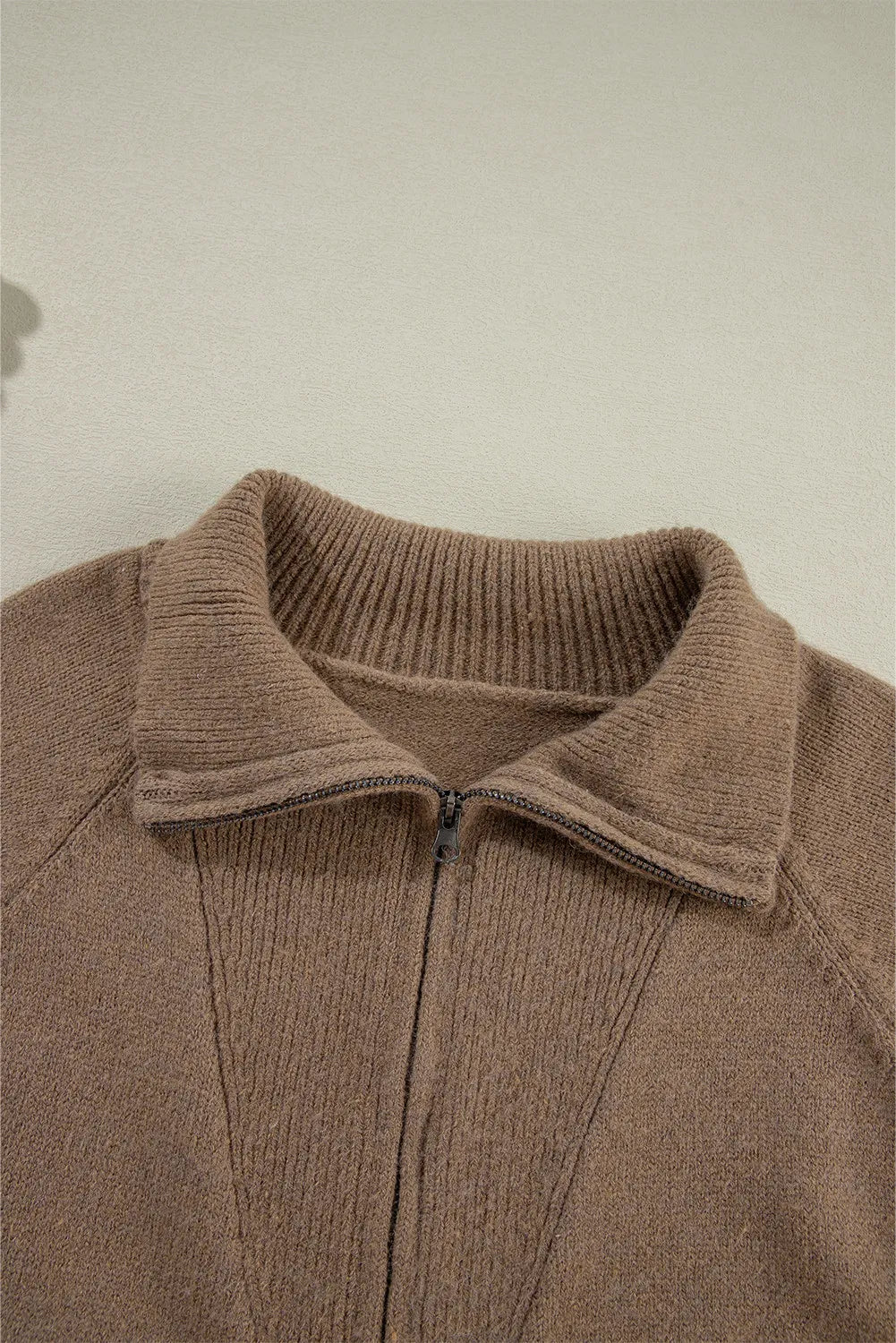 Zip Up Long Sleeve Geometric Cardigan-Angel Casuals