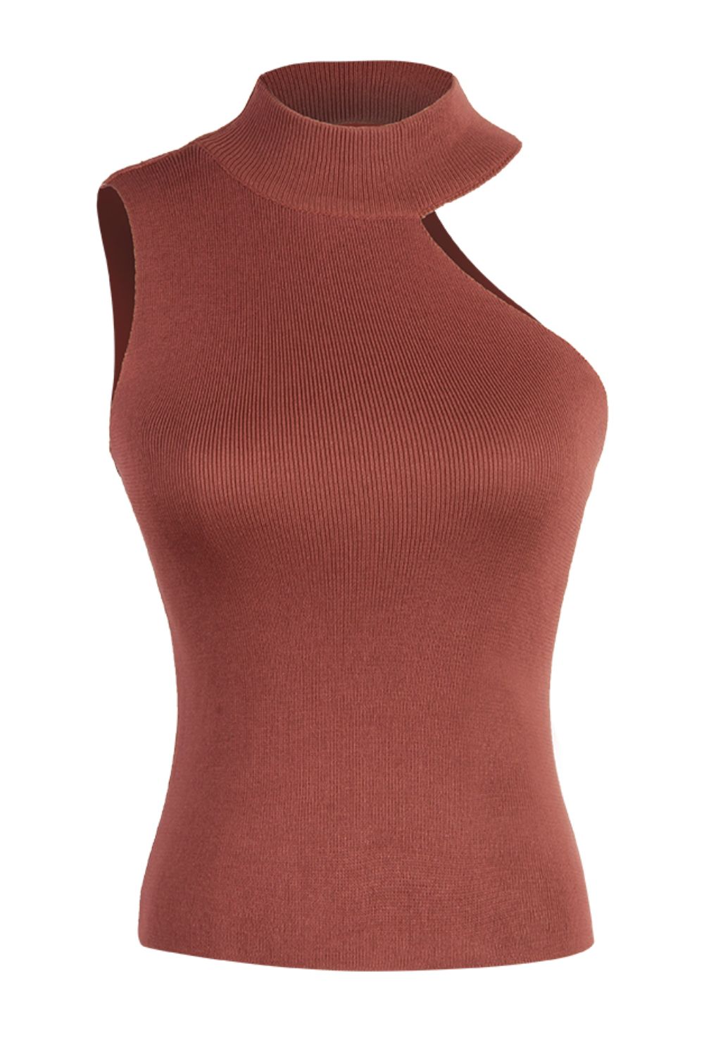 Asymmetrical Sleeveless Rib-Knit Top-Angel Casuals