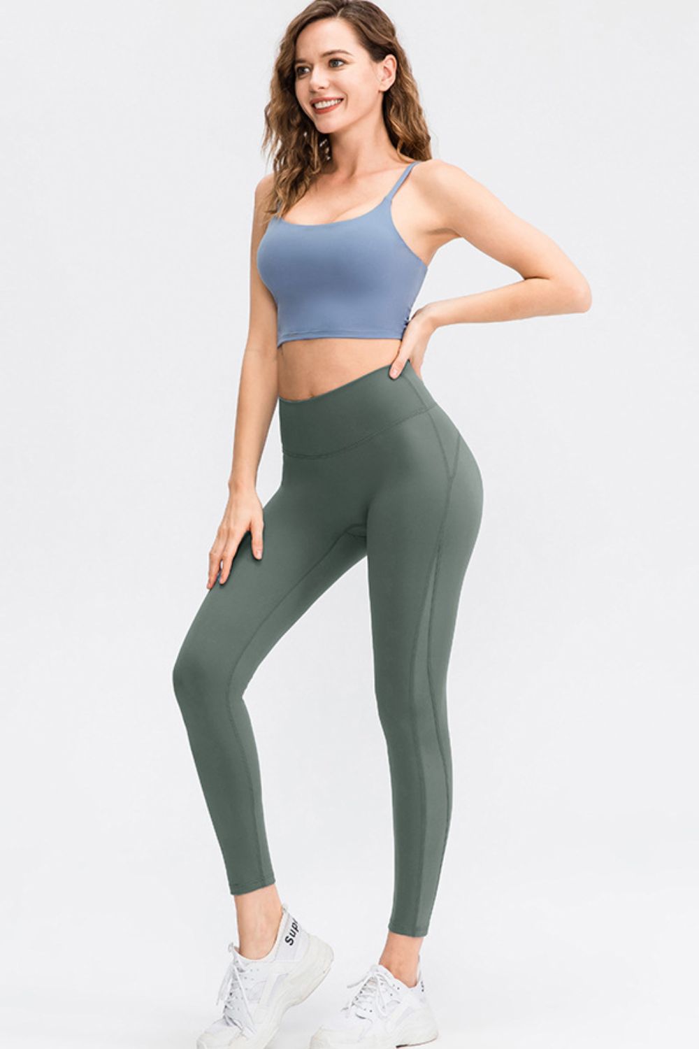 Wide Waistband Slim Fit Long Sports Pants-Angel Casuals